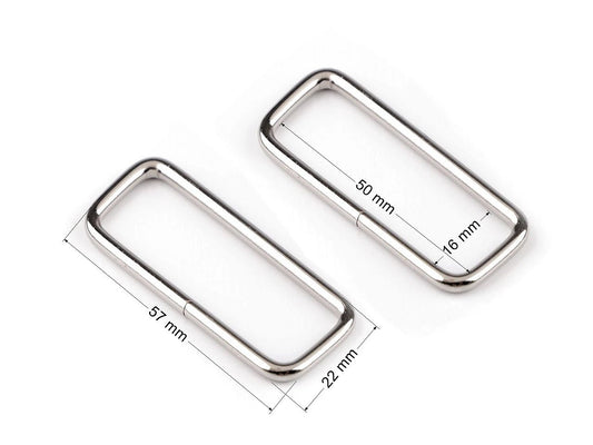 Image with Metal rectangle 50 mm – bag and strap hardware – available at Charlotte's Fabrics