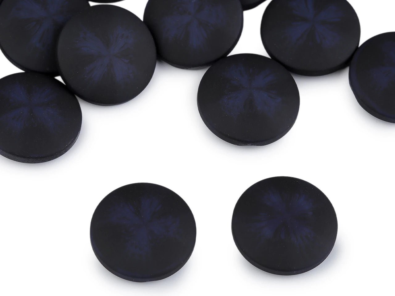 Image of coat and jacket buttons with a velvet effect | 21 mm, 25 mm, 30 mm | dark blue – available at Šarlotes audumi