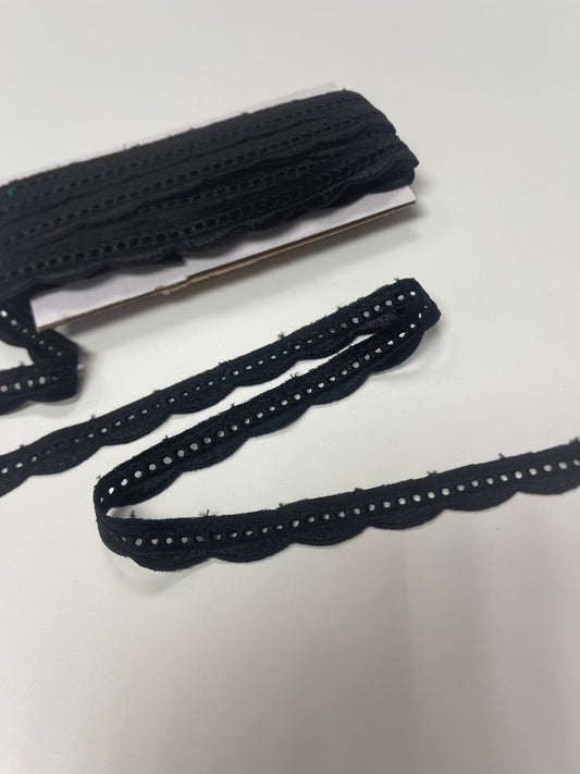 Attēls ar Mežģīne 2 cm-melna – pieejams internetā Šarlotes audumi