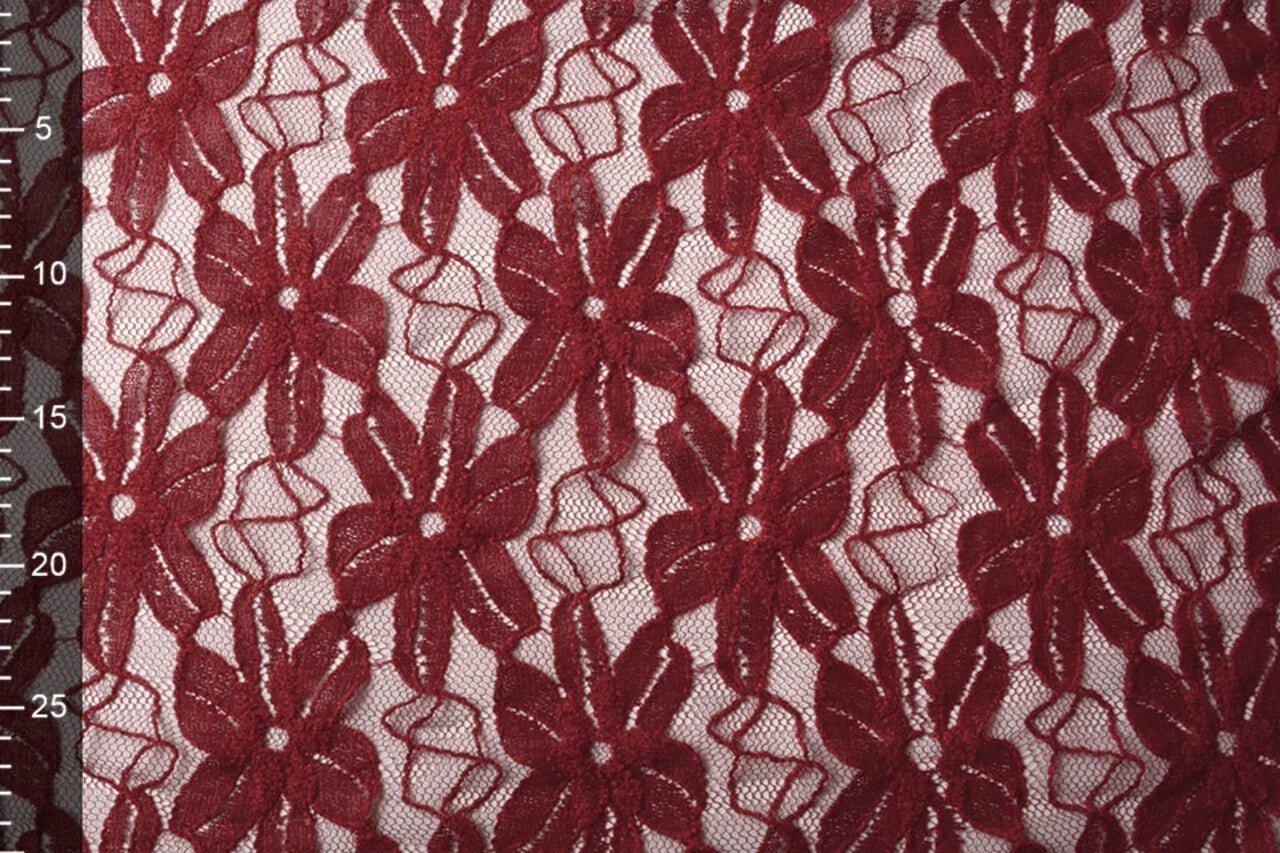 Image of Lace fabric - burgundy 120 g/m² – available at Charlotte's Fabrics