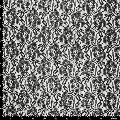 Image du tissu en dentelle “Lauren Foil Lace” – noir 140 g/m² – disponible chez Šarlotes audumi