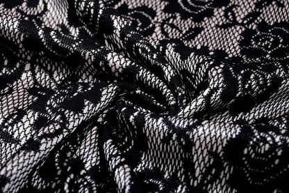 Image of lace fabric - black with white satin lining 155 g/m² – available at Šarlotes audumi