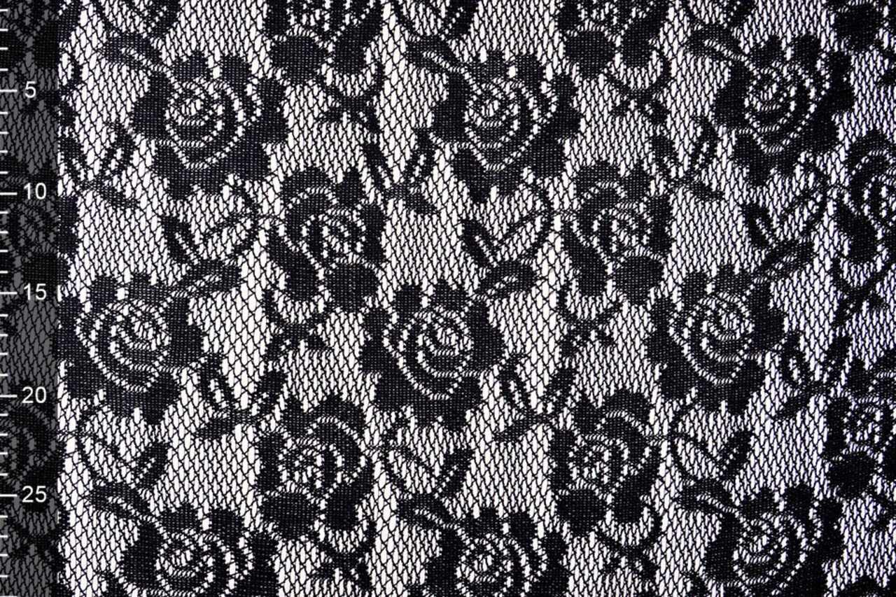 Image with lace fabric - black with white satin lining 155 g/m² – available at Šarlotes audumi
