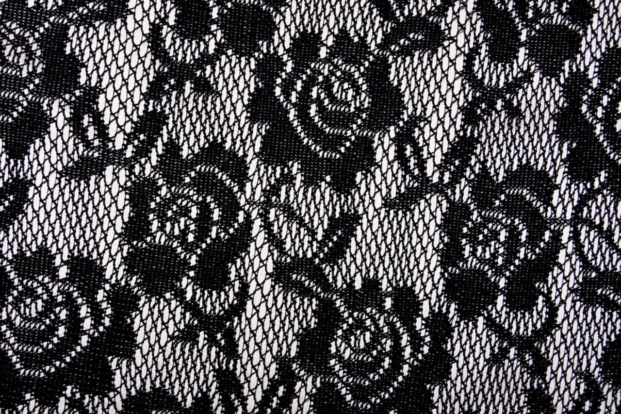 Image with lace fabric - black with white satin lining 155 g/m² – available at Šarlotes audumi