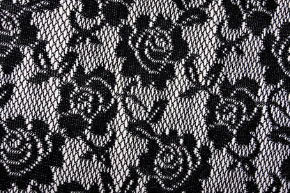 Image with lace fabric - black with white satin lining 155 g/m² – available at Šarlotes audumi