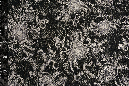 Image of lace fabric - black with silver 210 g/m² – available at Šarlotes audumi