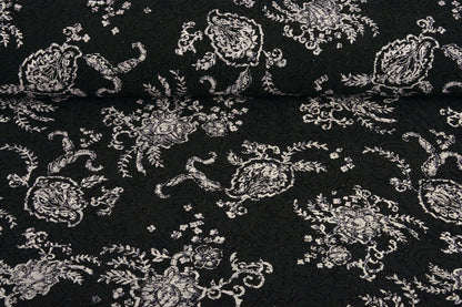 Image of lace fabric - black with silver 210 g/m² – available at Charlotte's fabrics