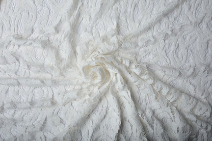 Tissu en dentelle - velours blanc laiteux 200 g/m²