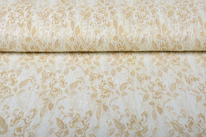 Fine lace fabric with gold - black 90 g/m²