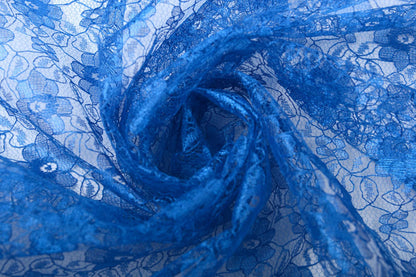 Fine lace fabric - cornflower flowers 75 g/m²