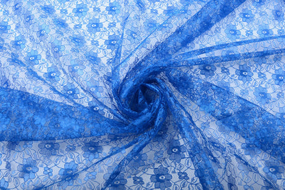 Fine lace fabric - cornflower flowers 75 g/m²