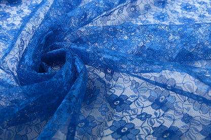 Fine lace fabric - cornflower flowers 75 g/m²