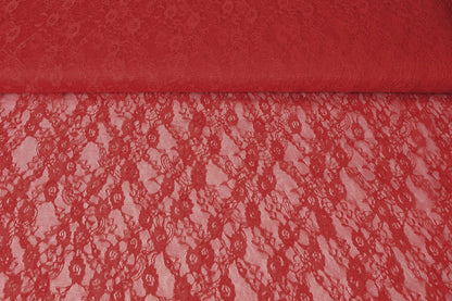 Image du tissu dentelle fin - rouge 50 g/m² – disponible chez Šarlotes audumi