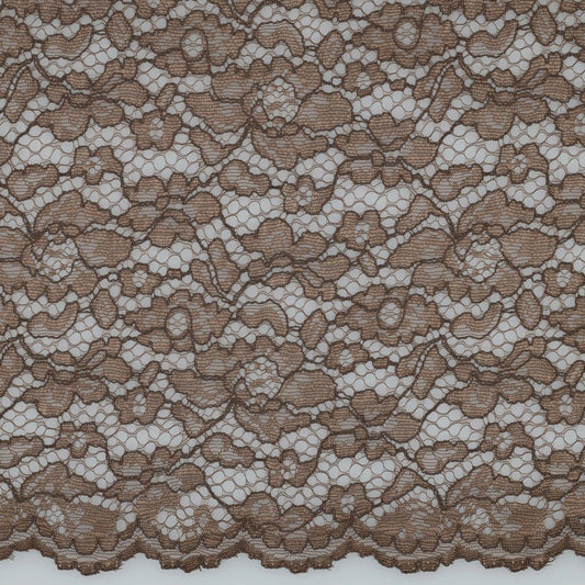 Attēls ar Mežģīņu audums - šokolādes tonis 130 g/m² – pieejams Šarlotes audumi
