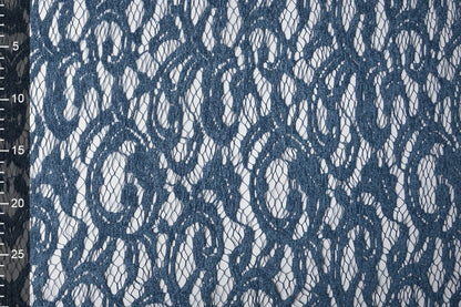 Lace fabric - dark blue velvet 200 g/m²