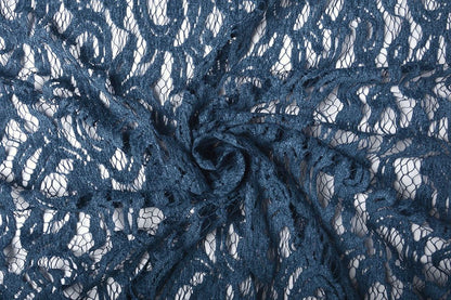 Lace fabric - dark blue velvet 200 g/m²