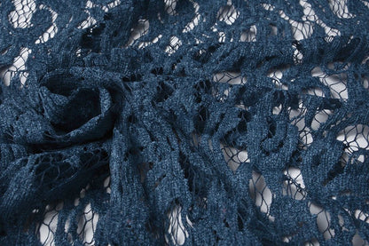 lace fabric - dark blue velvet 200 g/m²