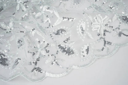 Image with Lace fabric|Embroidered tulle with sequins 160 g/m² - silver – available at Šarlotes audumi