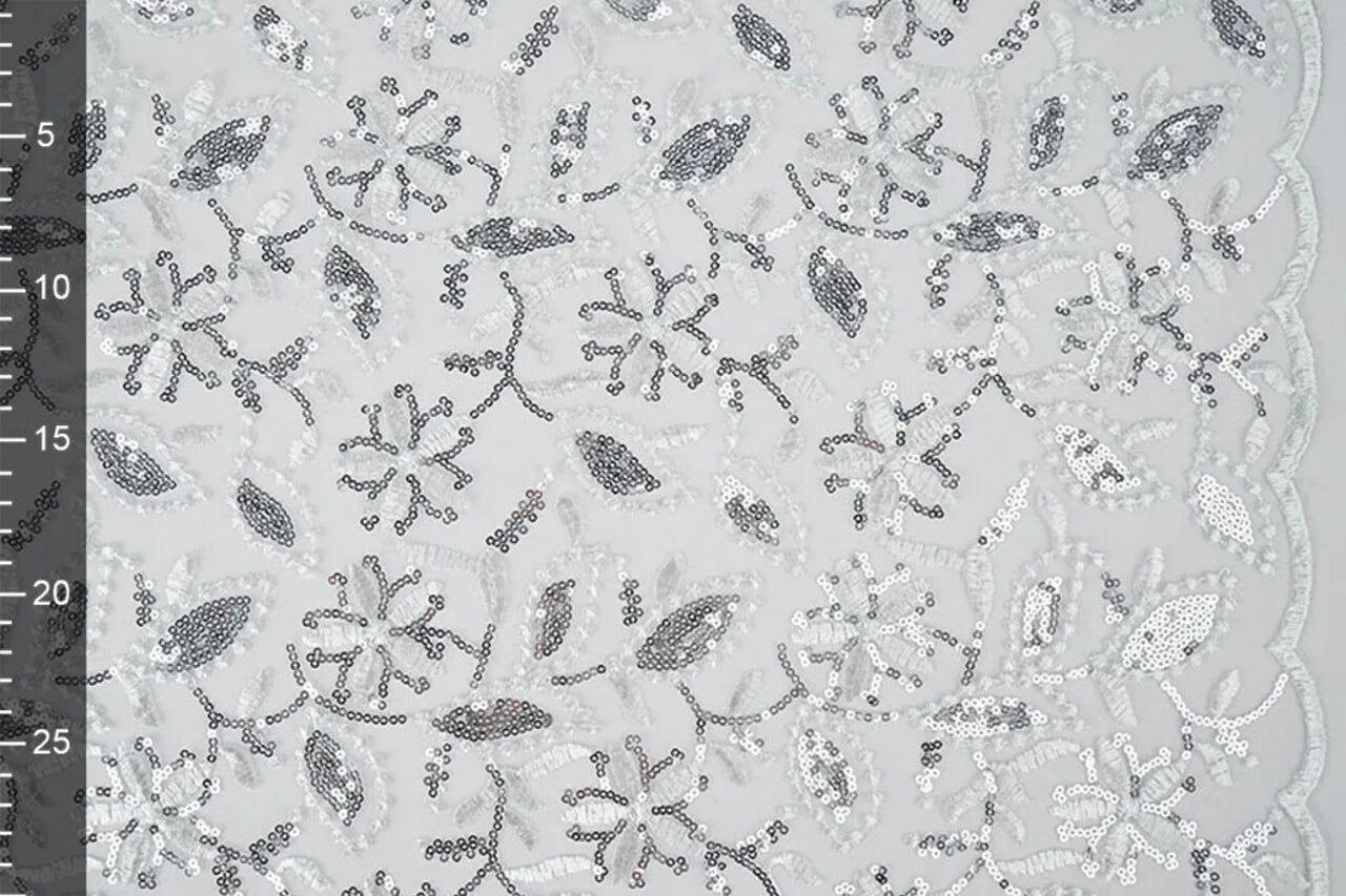 alt
Image with lace fabric|Embroidered tulle with sequins 160 g/m² - silver – available at Charlotte's fabrics