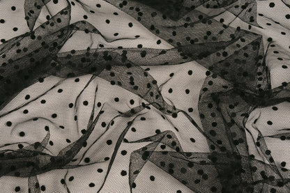 Soft tulle with polka dots - black