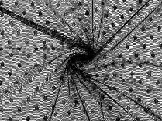 tulle souple à pois noir 40 g/m² – disponible chez Šarlotes audumi