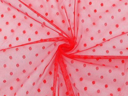 Image of soft dotted tulle - red, available online at Charlotte Fabrics