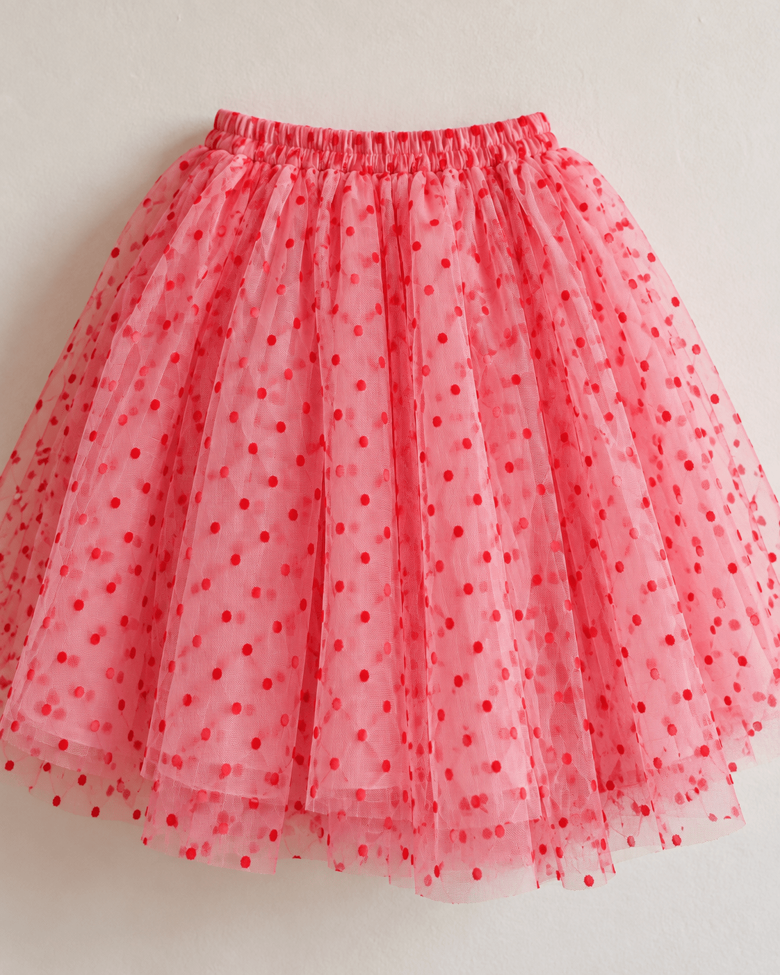 Image of soft dotted tulle - red, available online at Charlotte Fabrics