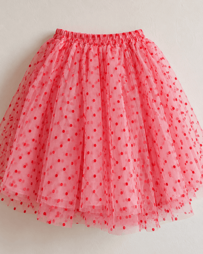 Image of soft dotted tulle - red, available online at Charlotte Fabrics