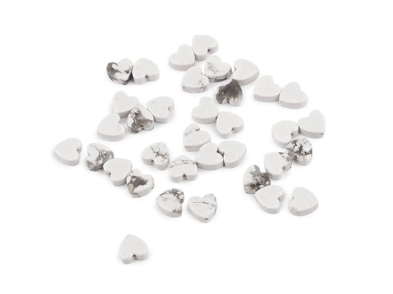 Image of mineral and glass heart-shaped beads Ø6 mm, 35 pcs | assorted shades – available at Šarlotes audumi