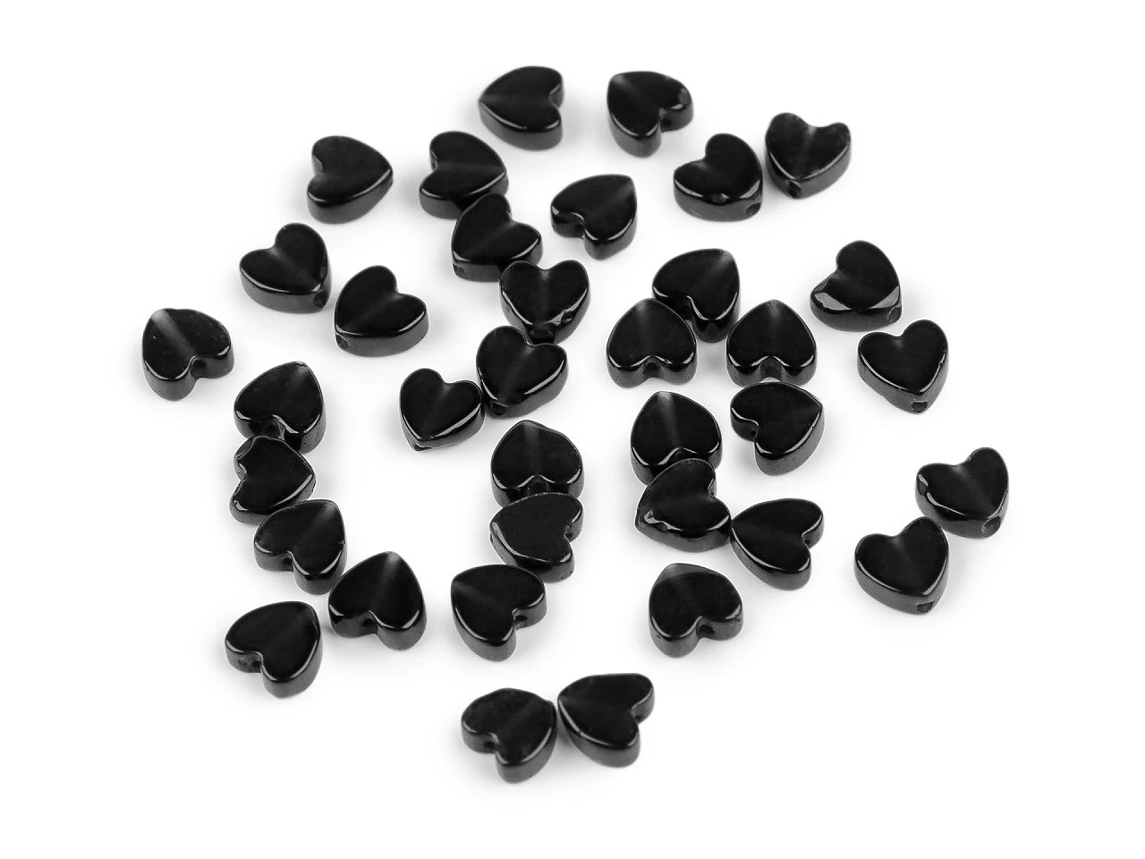 Image with mineral and glass heart-shaped beads Ø6 mm, 35 pcs | assorted shades – available at Šarlotes audumi