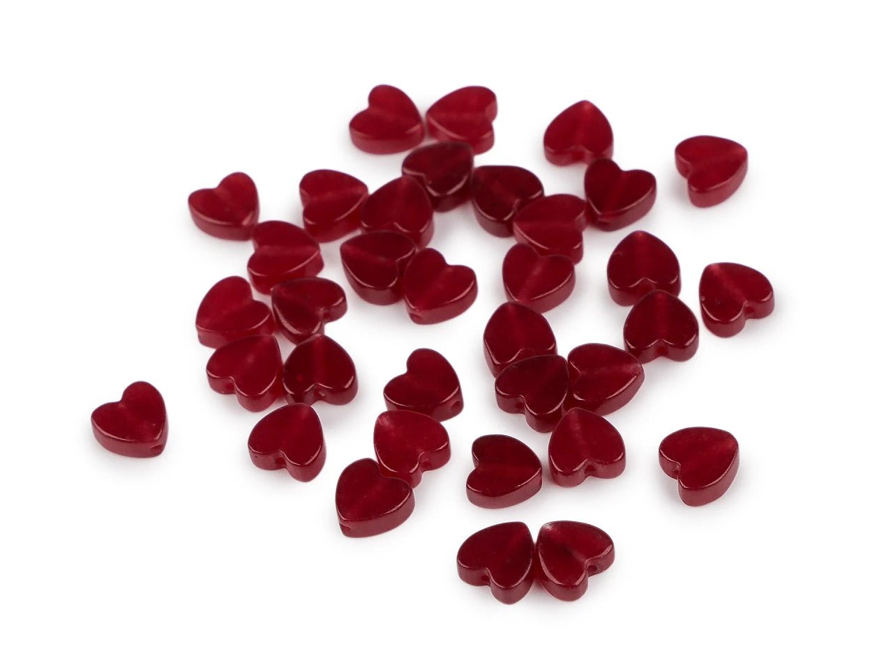 Image of mineral and glass heart-shaped beads Ø6 mm 35 pcs.|in various shades – available at Šarlotes audumi
