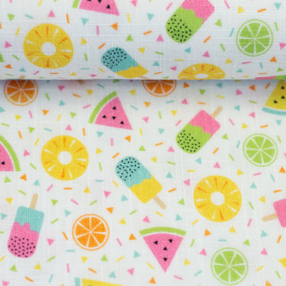 Image with Muslin - fruit ice creams 165 g/m² – available at Charlotte's fabrics