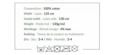 Mousseline - fleurs blanches sur fond orange 130 g/m²