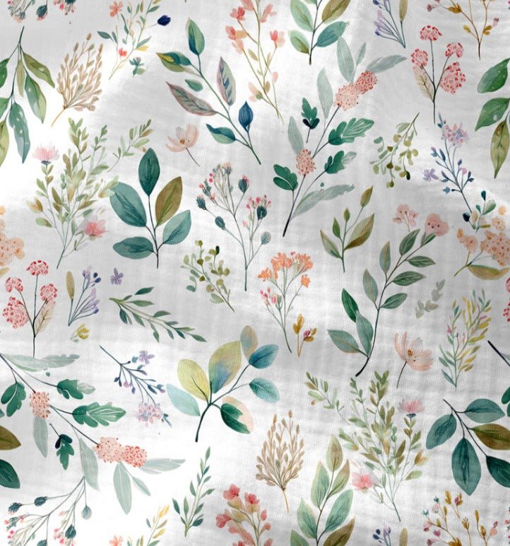 Image with Muslin - natural foliage and floral motifs 120 g/m² – available at Šarlotes audumi