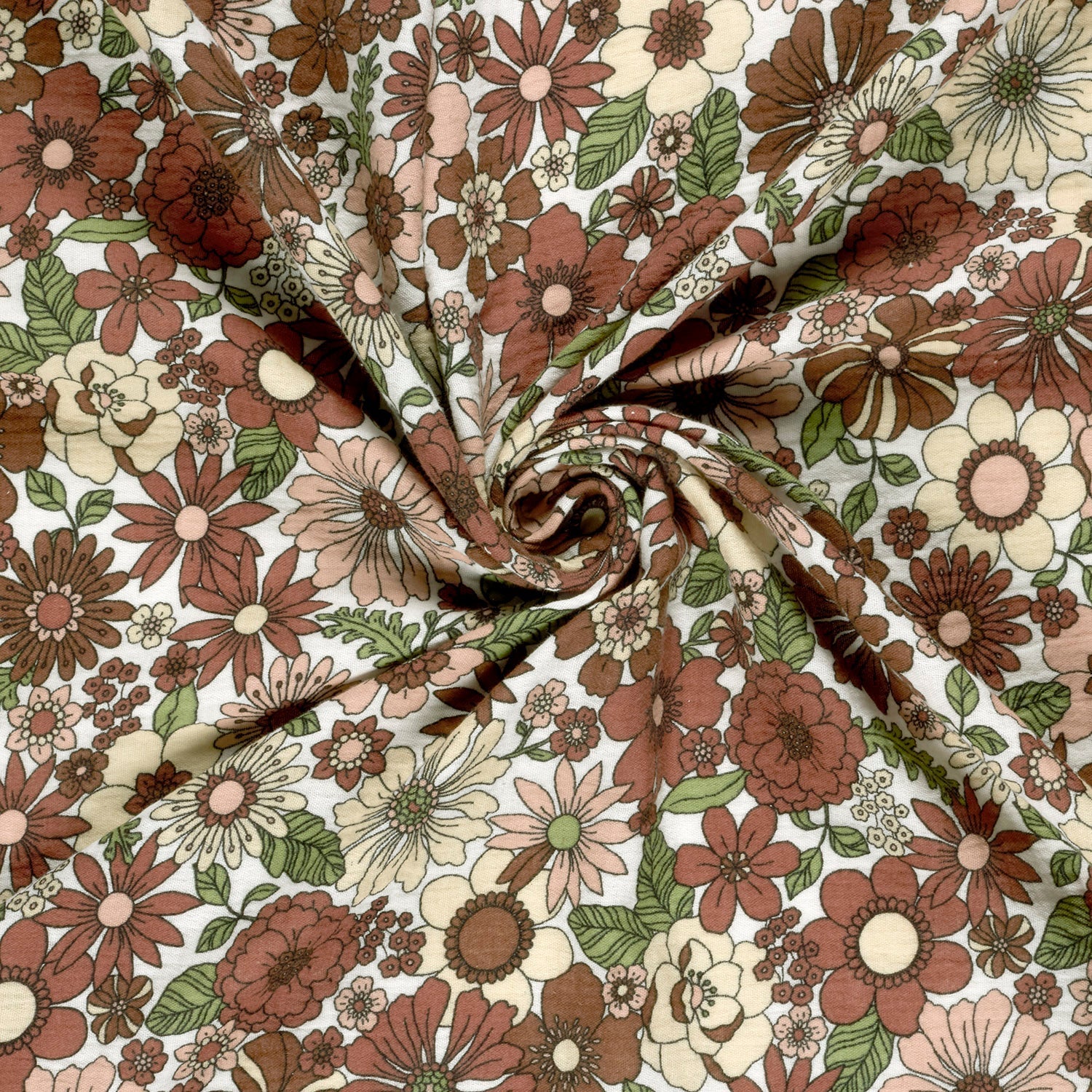 Image de mousseline - fleurs de différentes tailles 120 g/m² – disponible chez Les tissus de Charlotte