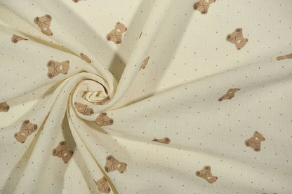 muslin - bears on a butter-yellow background 125 g/m²