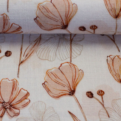 Muslin - delicate beige floral pattern 130 g/m²