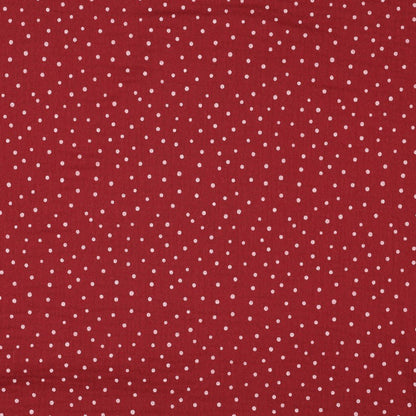 Muslin with polka dots on a dark red background, 125 g/m² – available at Šarlotes audumi