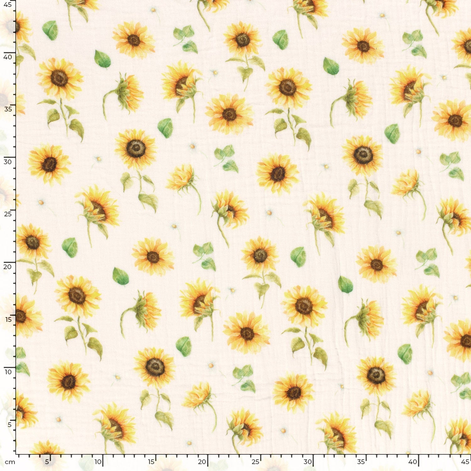 Image of Muslin - sunflowers 120 g/m² – available at Šarlotes audumi