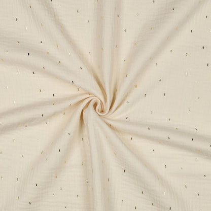 Muslin - gold polka dots on warm white 125 g/m²