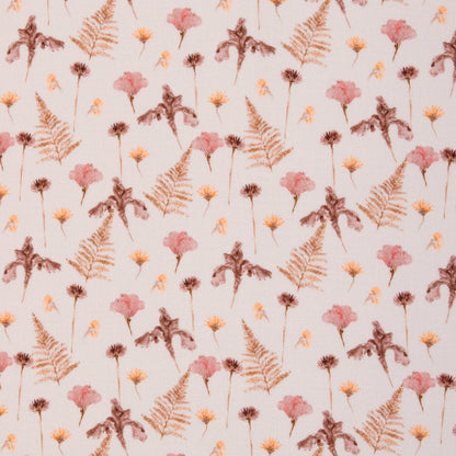 Image with Muslin - flowers with fern 130 g/m² – available at Šarlotes audumi