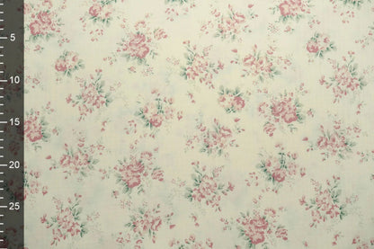 Muslin - flowers on a milky white background 140 g/m²