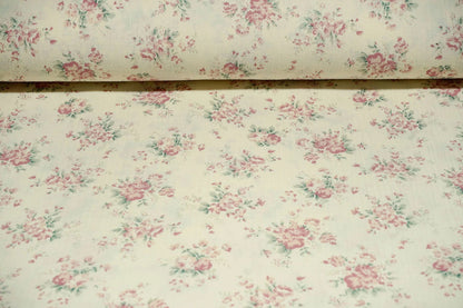 Muslin - flowers on a milky white background 140 g/m²