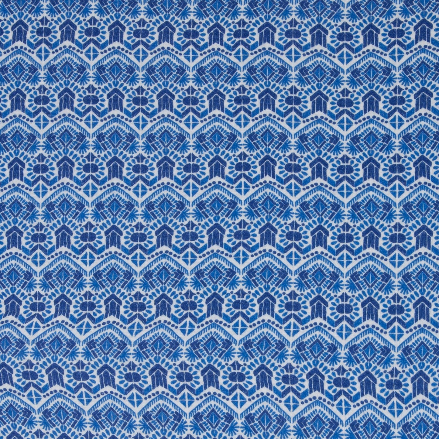 Image of Muslin - blue geometric pattern 130 g/m² – available at Šarlotes audumi