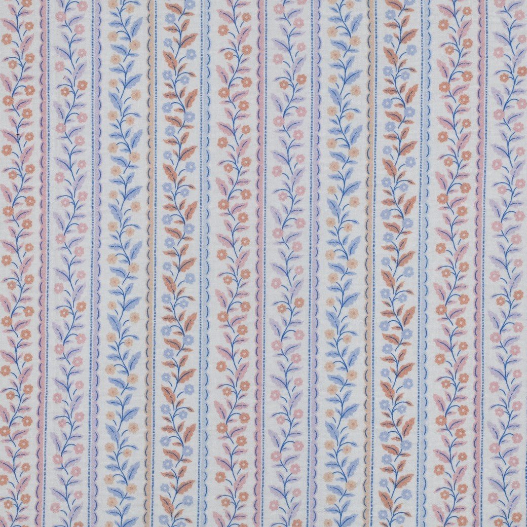 Image with Muslin - blue line leaf pattern 120 g/m² – available at Šarlotes audumi