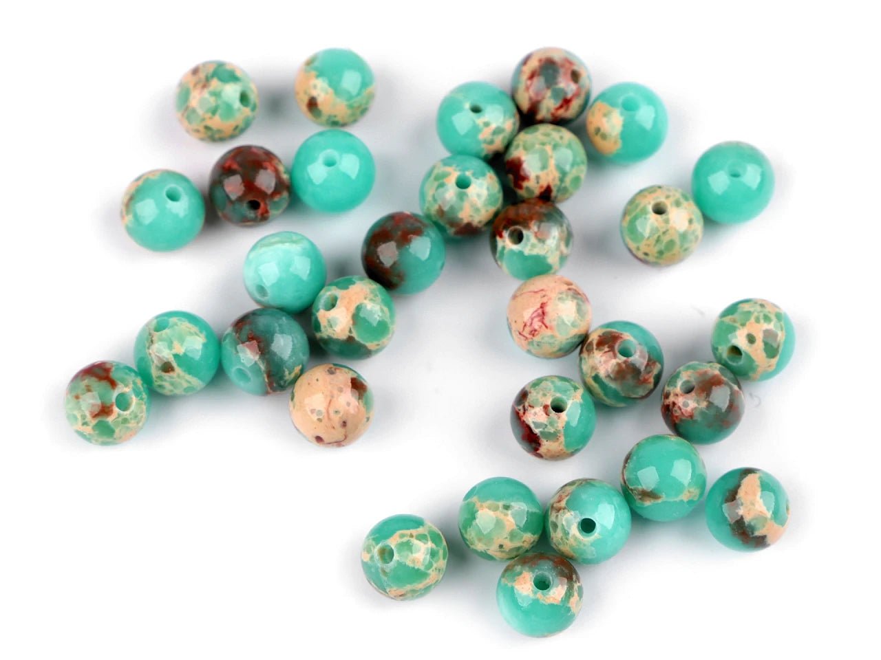 Ocean jasper beads Ø8 mm | 12 pcs. | Turquoise blue with a pattern