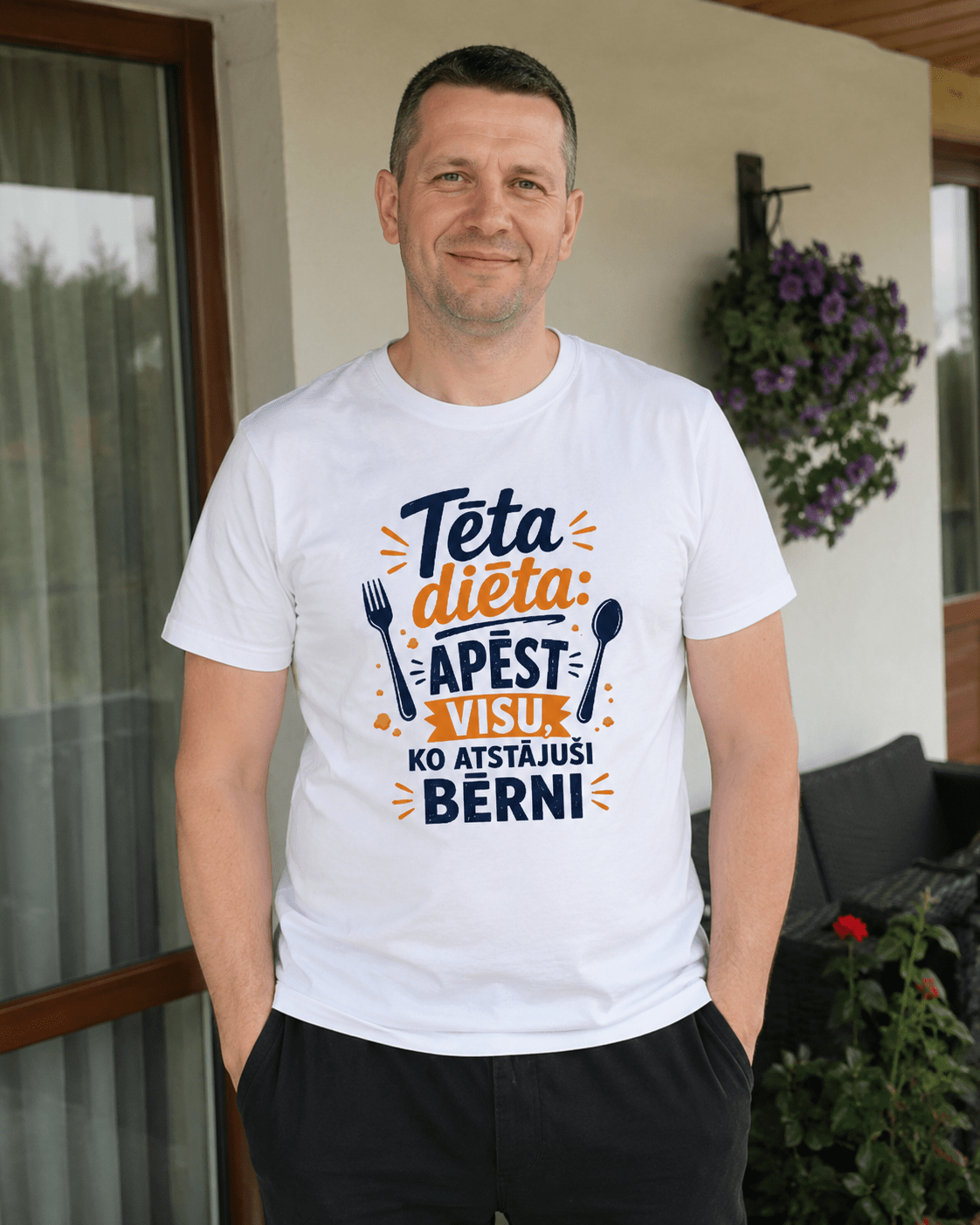 Image avec T-shirt en coton biologique « Régime de papa » – disponible en ligne chez Tissus Charlotte