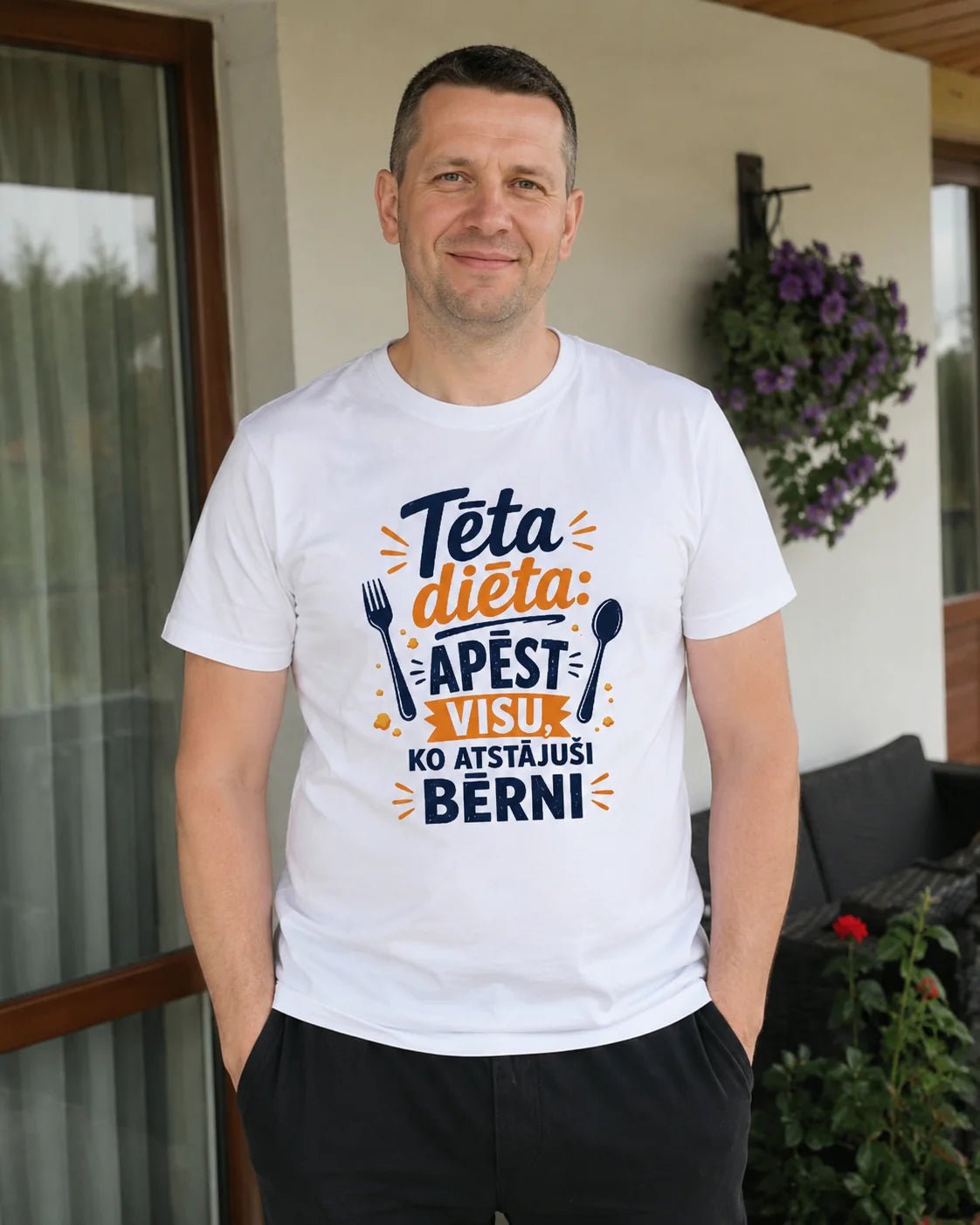 Image du T-shirt en coton biologique « Régime de papa » – disponible en ligne chez Šarlotes audumi