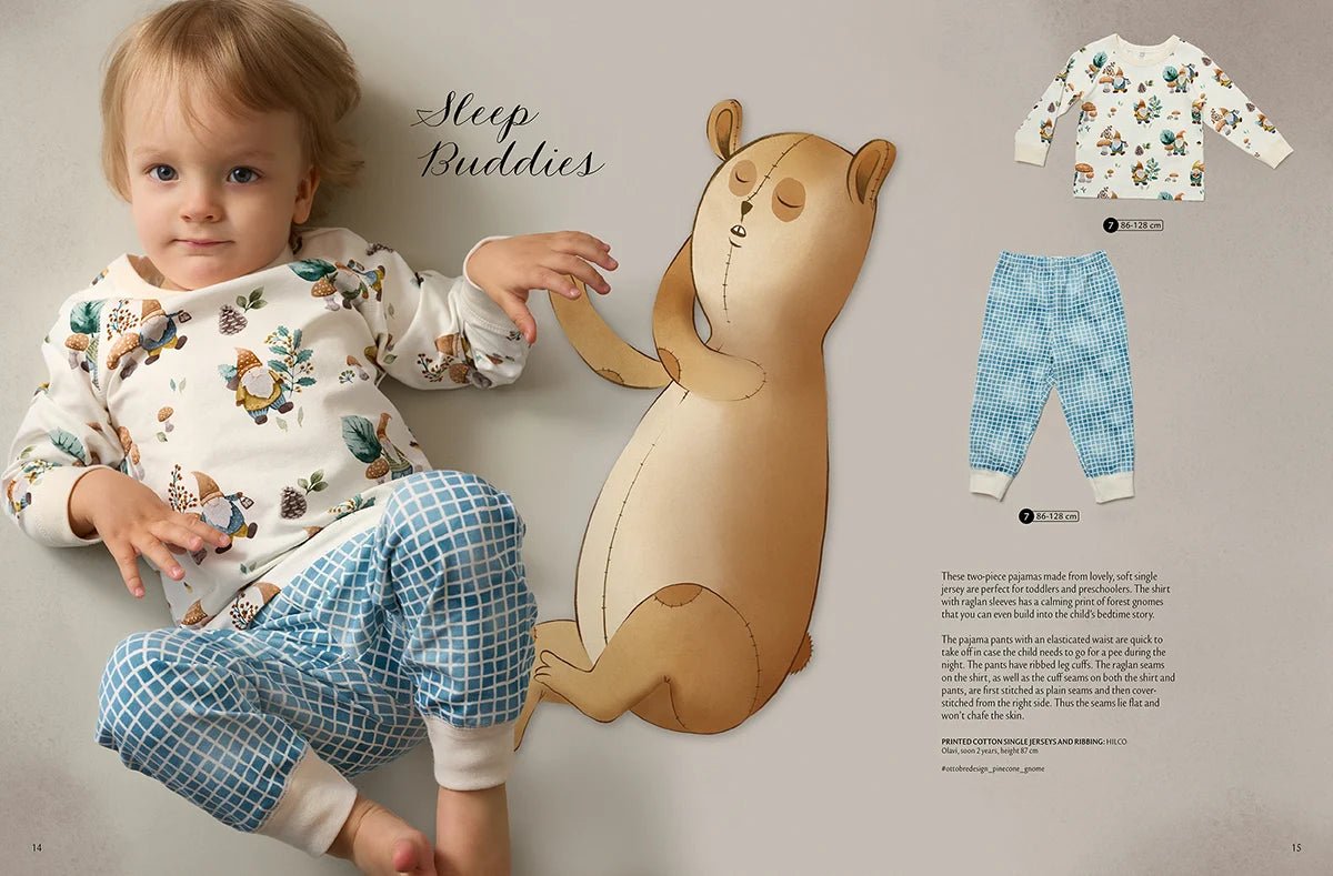Attēls ar OTTOBRE design Kids 6/2022 – bērnu apģērbu piegrieztņu žurnāls angļu valodā – pieejams internetā Šarlotes audumi