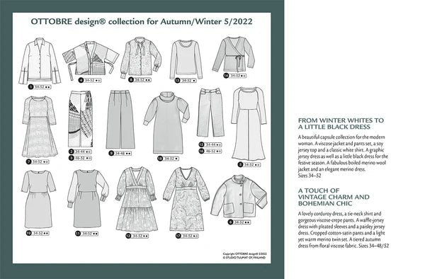 Image of OTTOBRE design Woman 5/2022 – English-language women's sewing pattern magazine – available online at Šarlotes audumi
